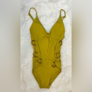 Aerie Mustard One-Piece Side Detail Swimsuit